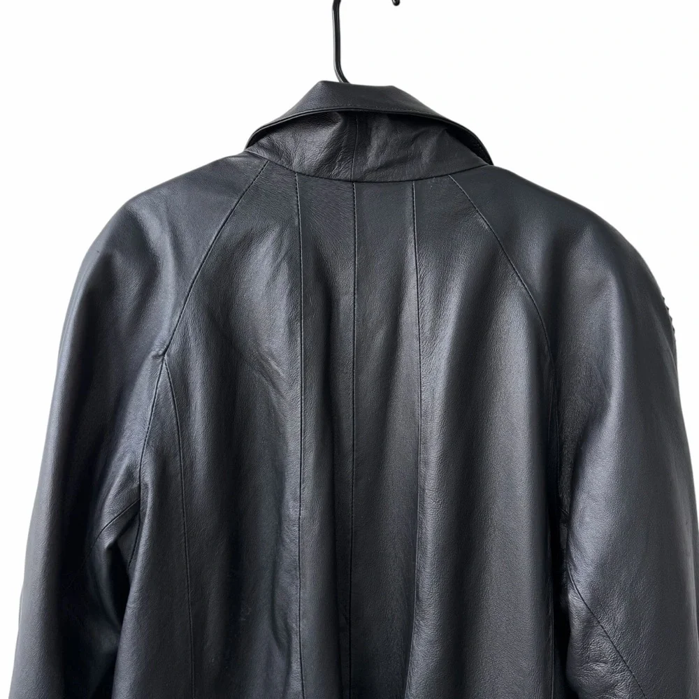 Veranesi Women’s Black Leather Coat with Braided details  plus size 24w - Picture 8 of 9